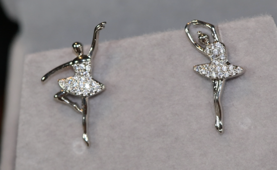 Dancer Jewelry | Womens Diamond Ear Studs | Charm Earrings | Ballerina