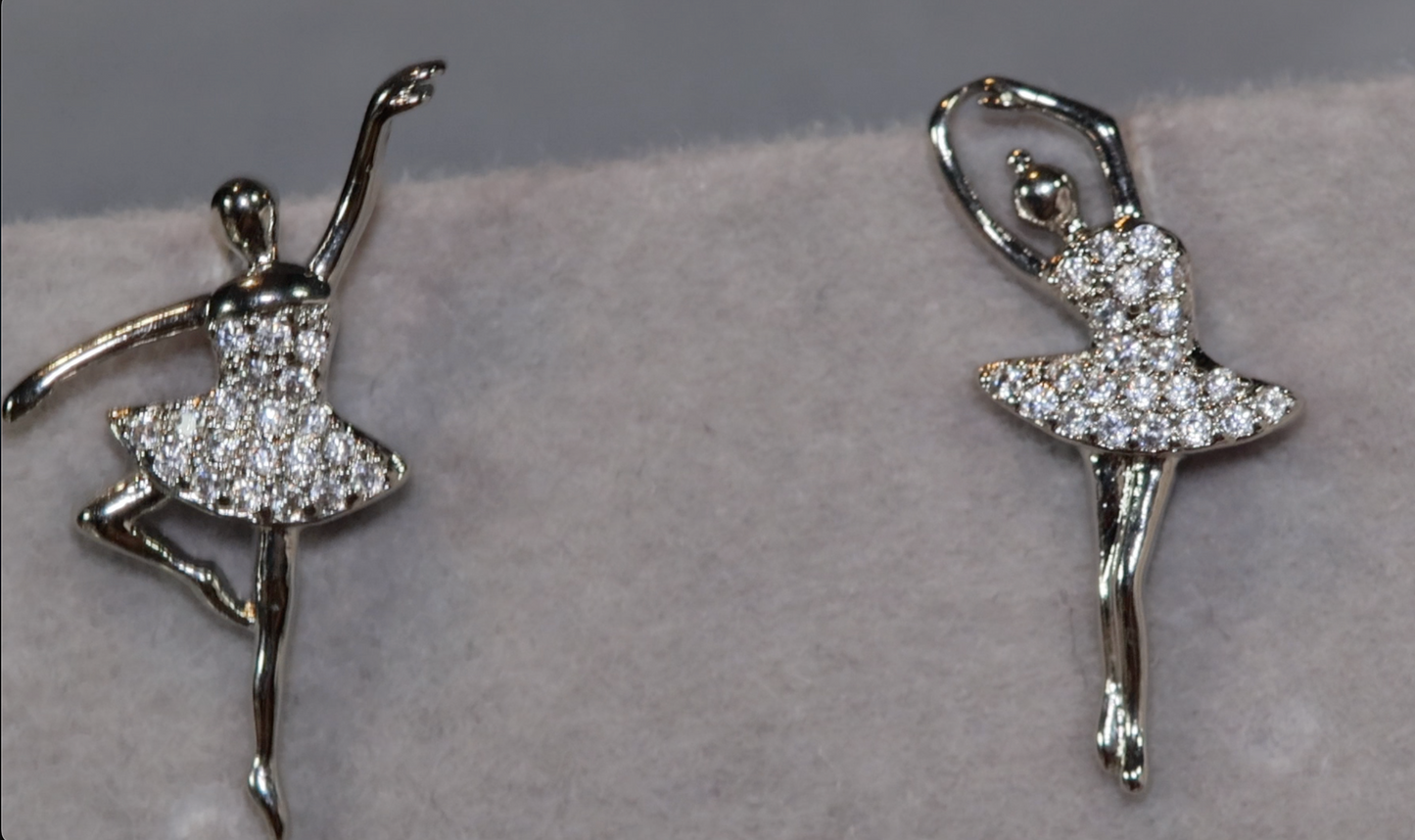 Dancer Jewelry | Womens Diamond Ear Studs | Charm Earrings | Ballerina