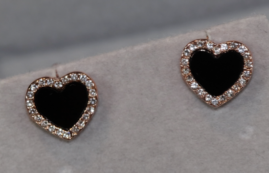 Rose Gold Earrings | Heart Earrings | Womens Earrings | Rose Gold Ear Studs | Heart Ear Studs | Womens Diamond Ear Studs | Ear Studs