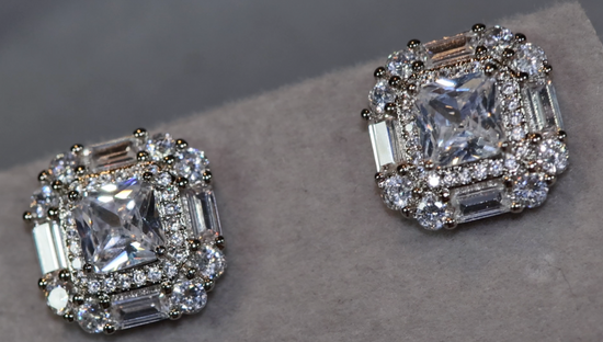 Princess cut diamond ear studs