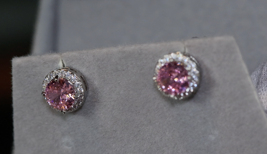 Pink Diamond Ear Studs | Classy Diamond Earrings