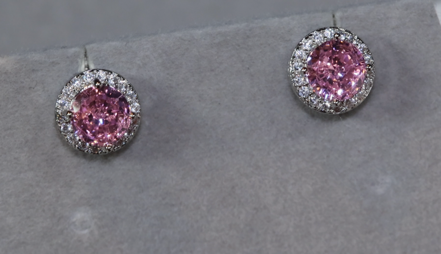 Pink Diamond Ear Studs | Classy Diamond Earrings