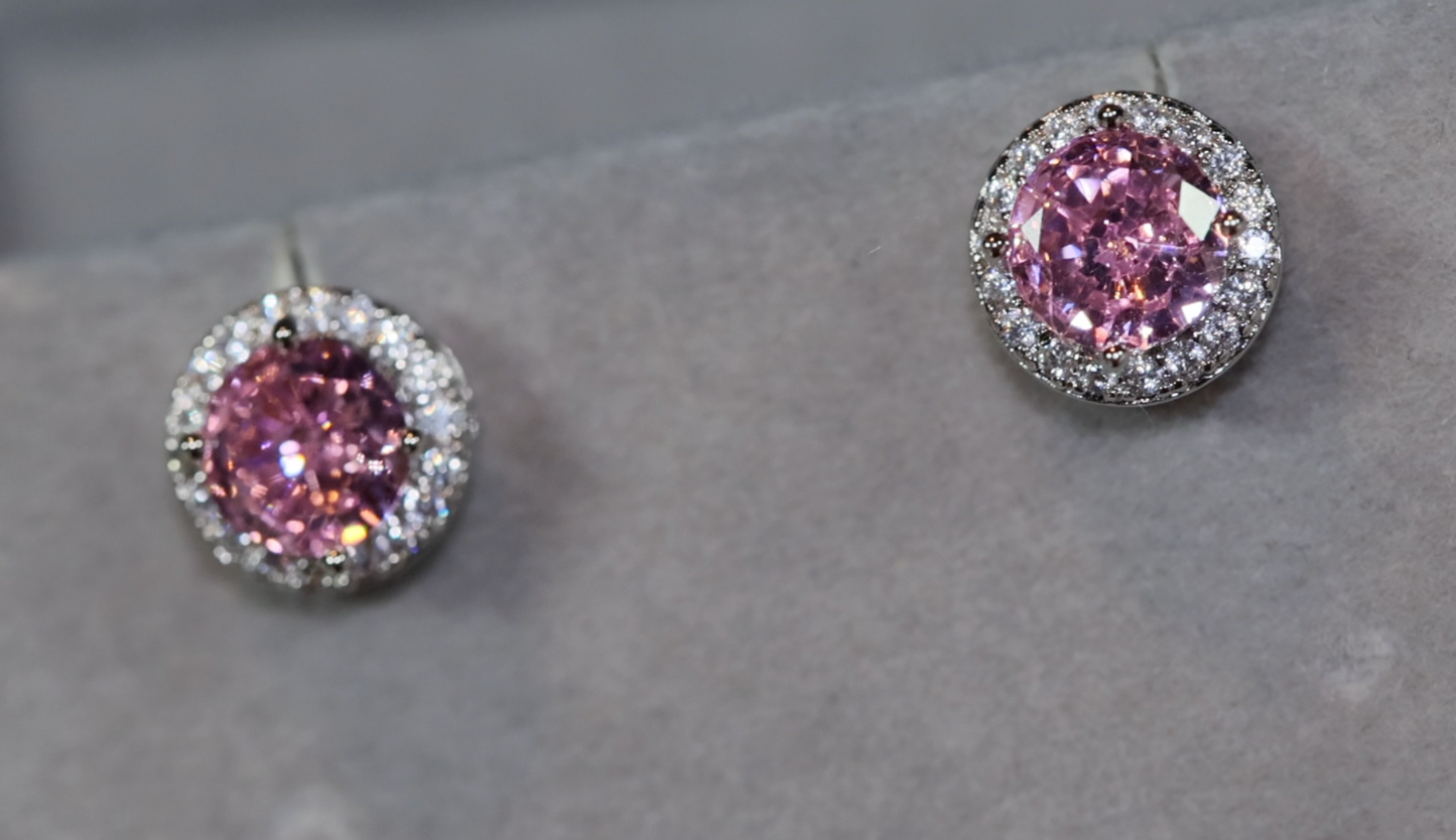 Pink Diamond Ear Studs | Classy Diamond Earrings