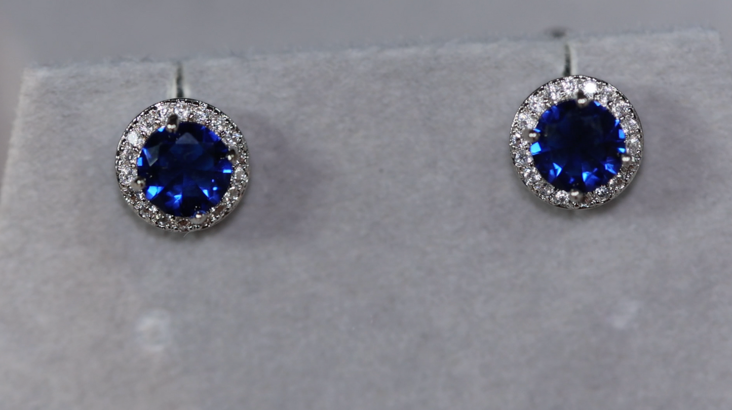 Sapphire Blue Ear Studs | Blue Gemstone Ear Studs