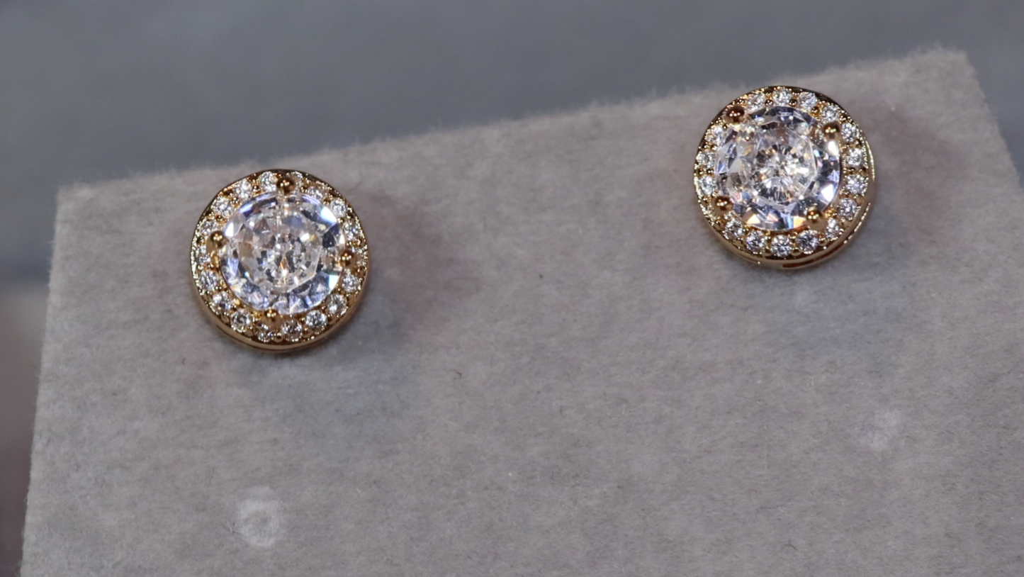 Gold diamond ear studs | Gold Earrings | Iced Out Earrings