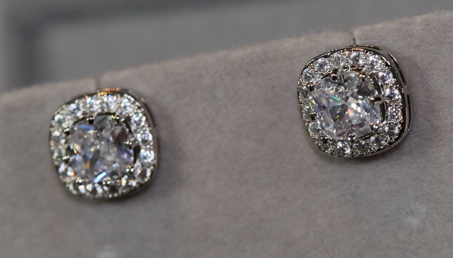 Halo Diamond Ear Studs | Diamond Ear Studs