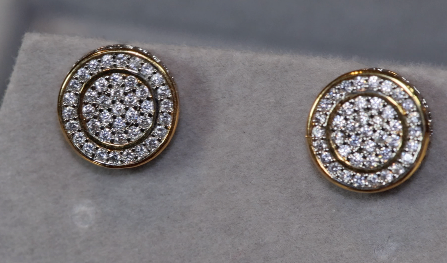 Gold Diamond Ear Studs | Gold Iced Ear Studs