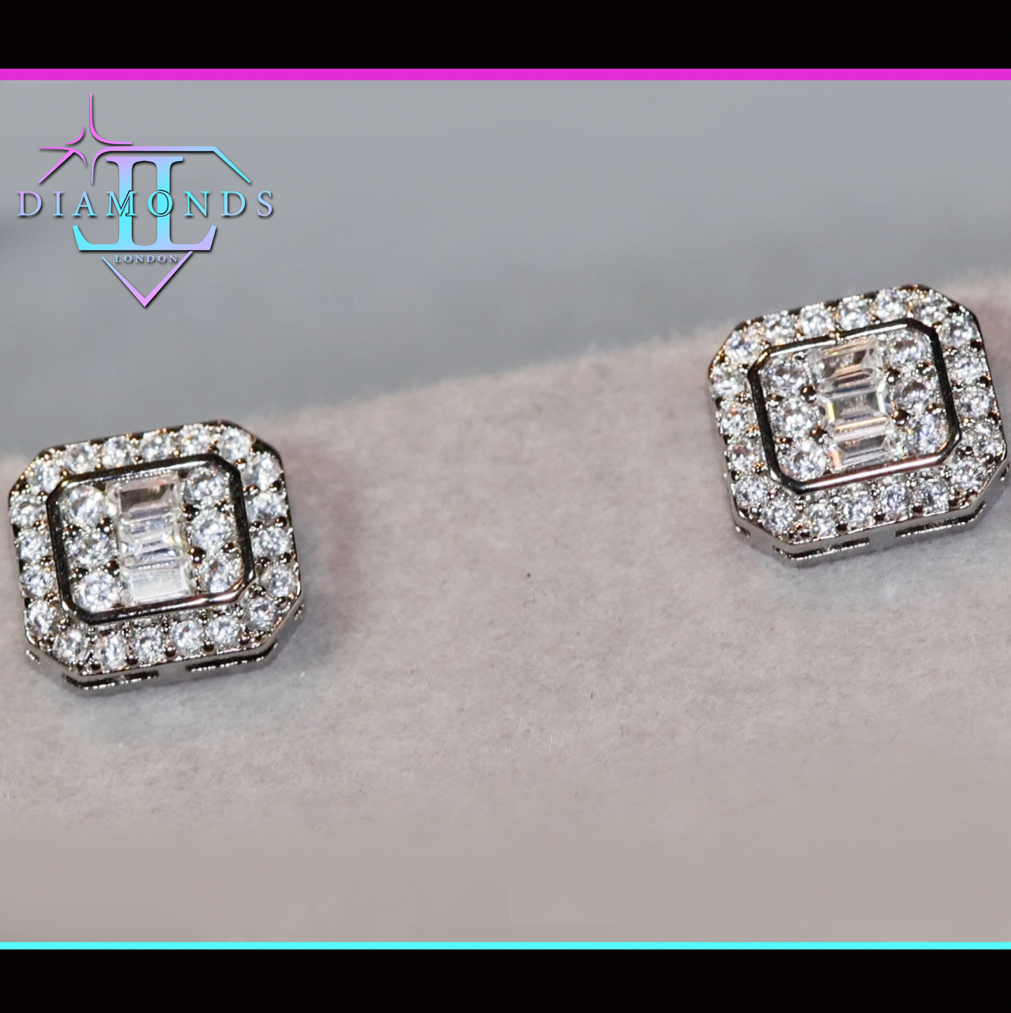 Diamond Earrings | Womens Diamond Ear Studs | Mens Iced Ear Studs | Baguette Ear Studs