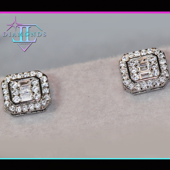 Diamond Earrings | Womens Diamond Ear Studs | Mens Iced Ear Studs | Baguette Ear Studs