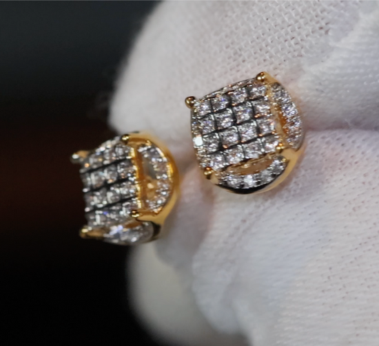 Mens Gold Diamond Ear Studs | Womens Ear Studs | Iced Out Ear Studs