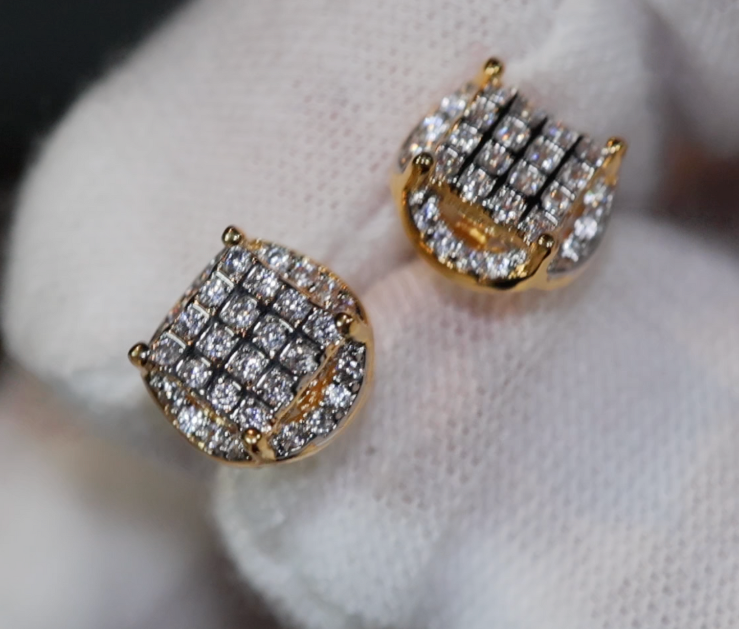 Mens Gold Diamond Ear Studs | Womens Ear Studs | Iced Out Ear Studs