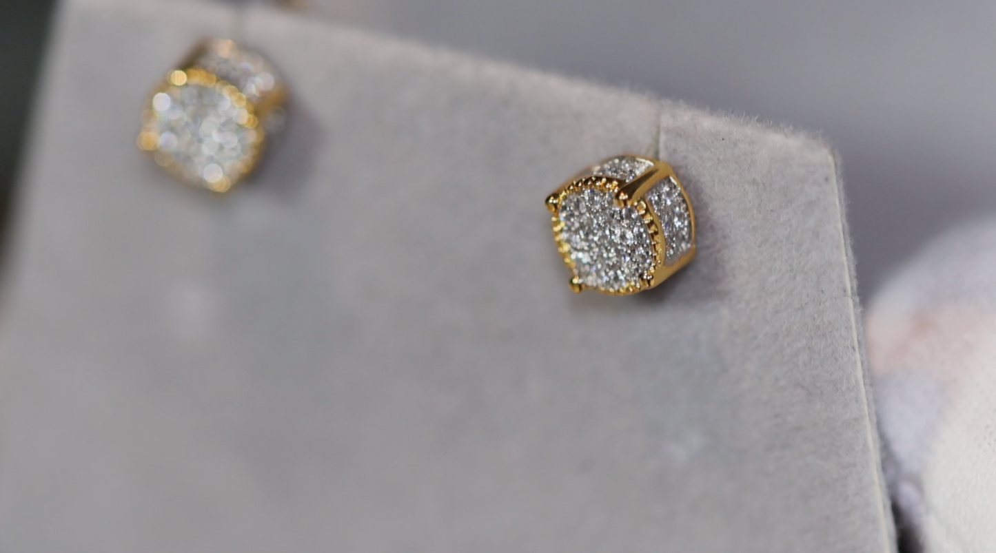 Diamond Ear Studs | Womens Ear Studs | Iced Out Ear Studs | Gold Ear Studs