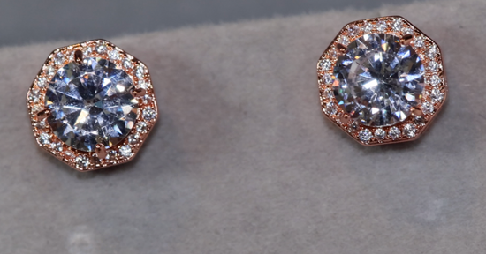 Rose Gold Ear Studs | Rose Gold Diamond Ear Studs