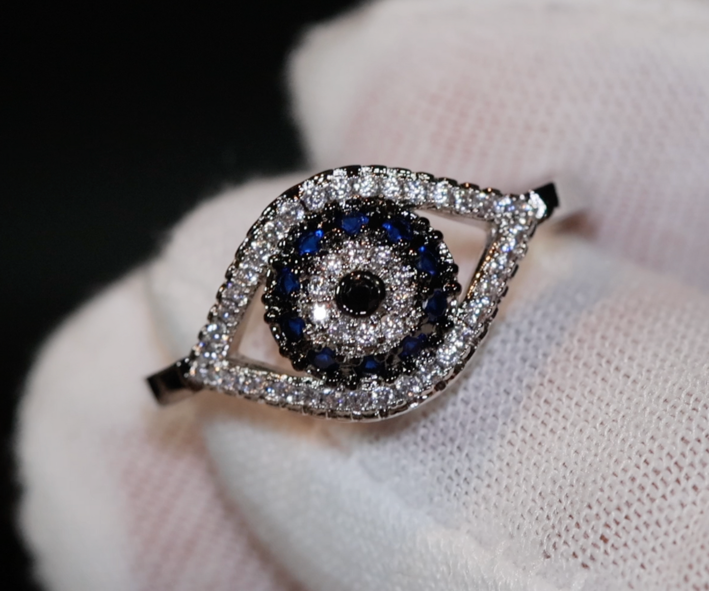 Evil Eye Ring | Turkish Eye Ring | Muslim Ring | Islam Ring |  Blue Diamond Ring | Silver Evil Eye Ring  | Evil Eye Rings | Muslim Eye Ring