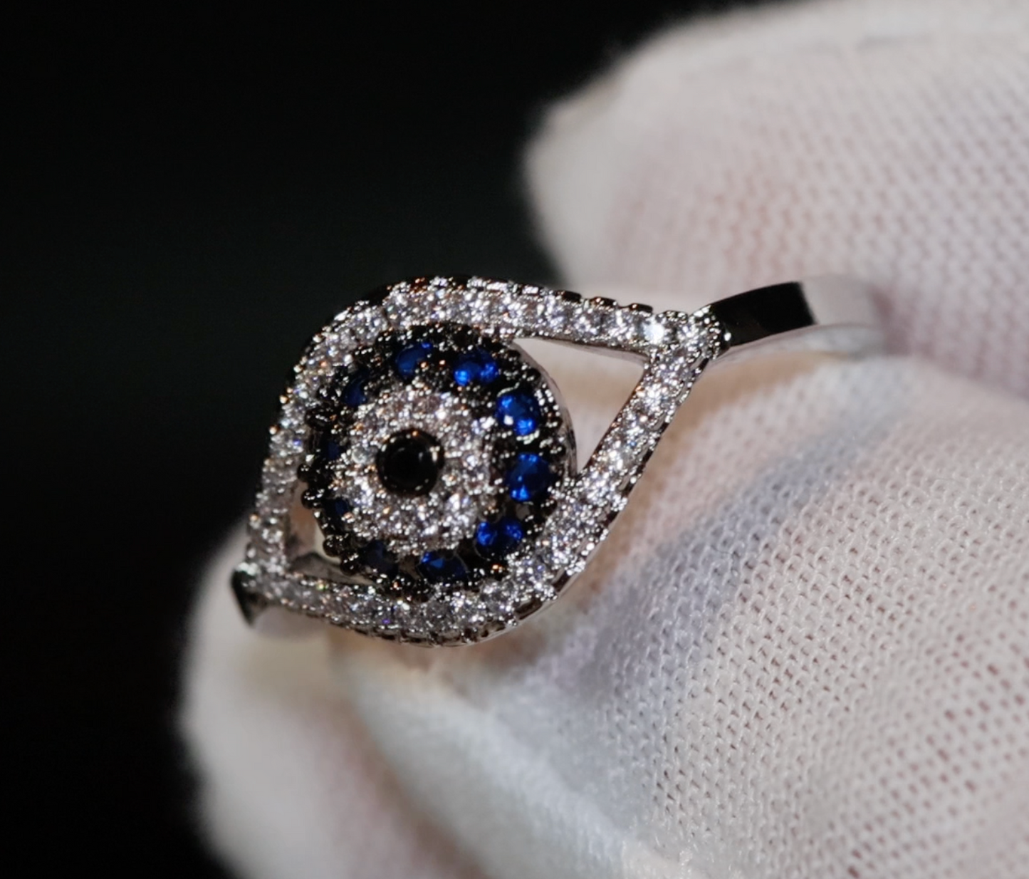 Evil Eye Ring | Turkish Eye Ring | Muslim Ring | Islam Ring |  Blue Diamond Ring | Silver Evil Eye Ring  | Evil Eye Rings | Muslim Eye Ring