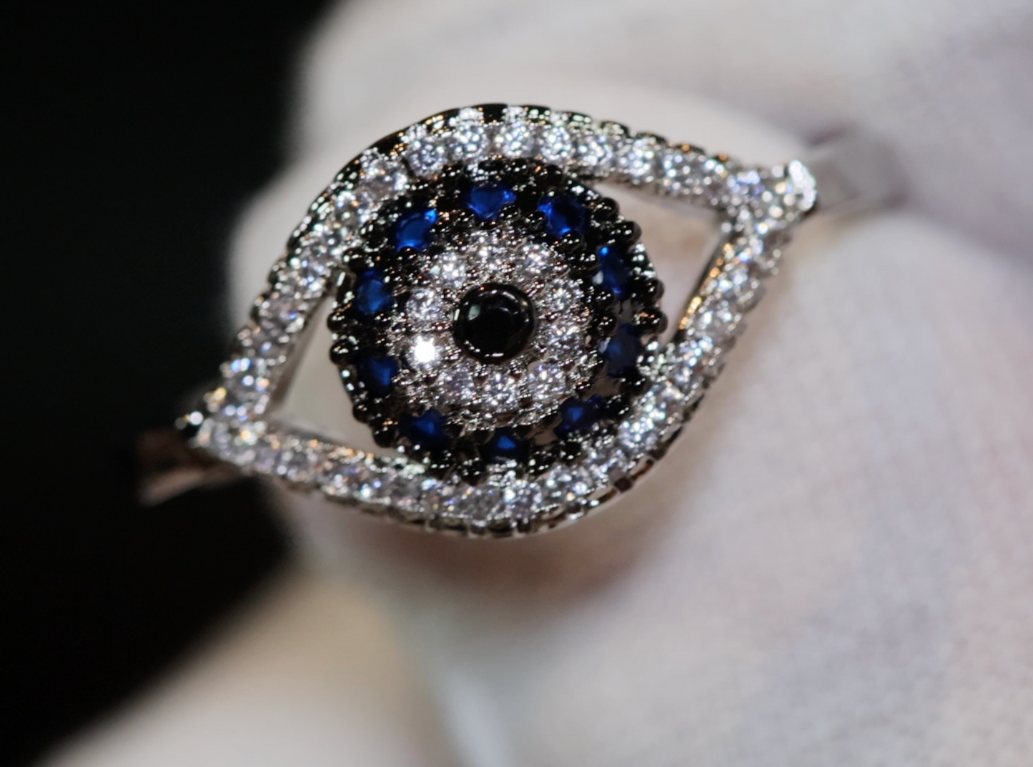 Evil Eye Ring | Turkish Eye Ring | Muslim Ring | Islam Ring |  Blue Diamond Ring | Silver Evil Eye Ring  | Evil Eye Rings | Muslim Eye Ring