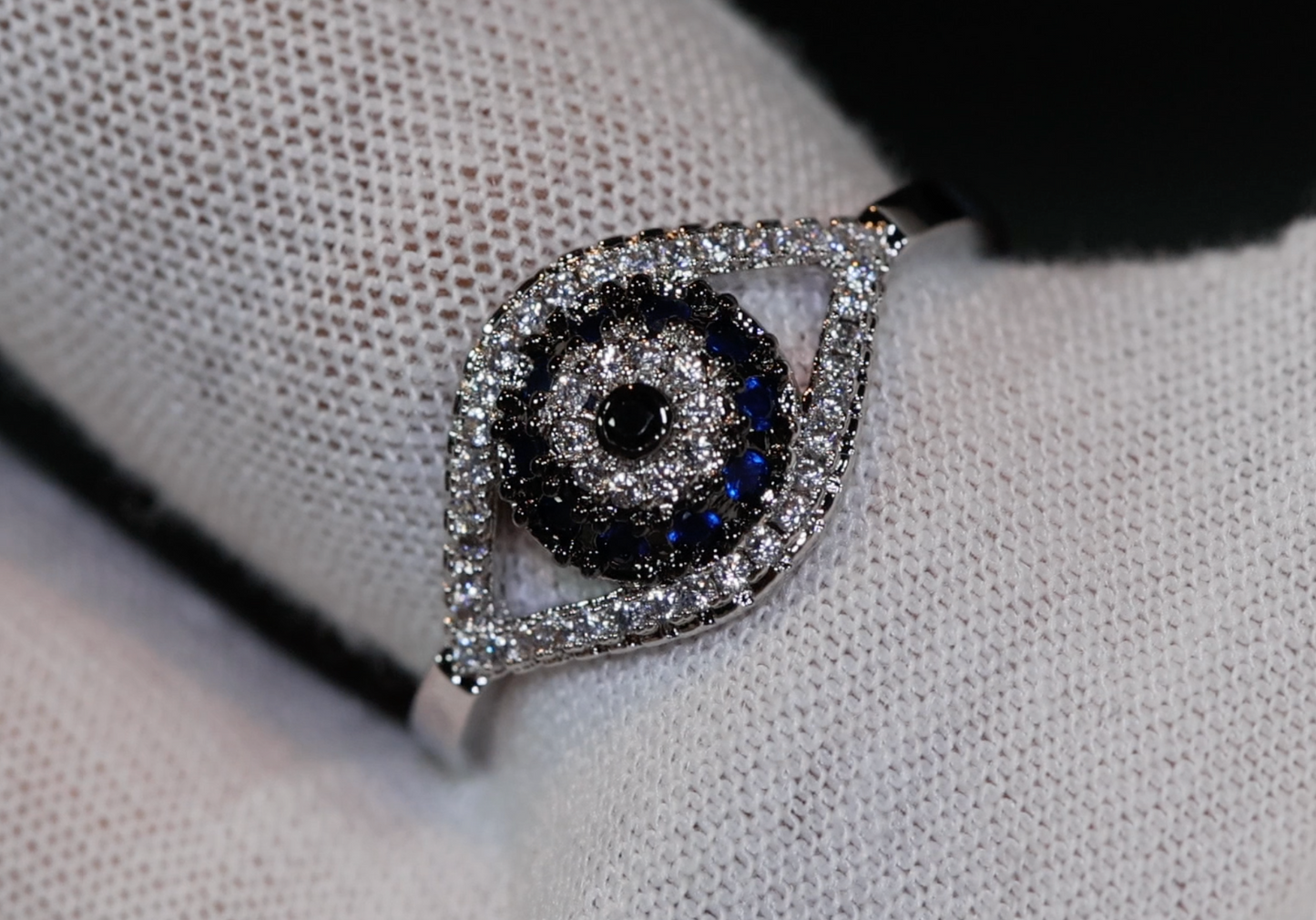 Evil Eye Ring | Turkish Eye Ring | Muslim Ring | Islam Ring |  Blue Diamond Ring | Silver Evil Eye Ring  | Evil Eye Rings | Muslim Eye Ring