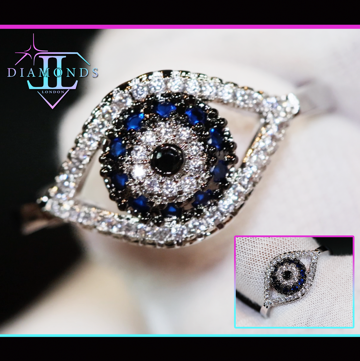 Evil eye diamond ring