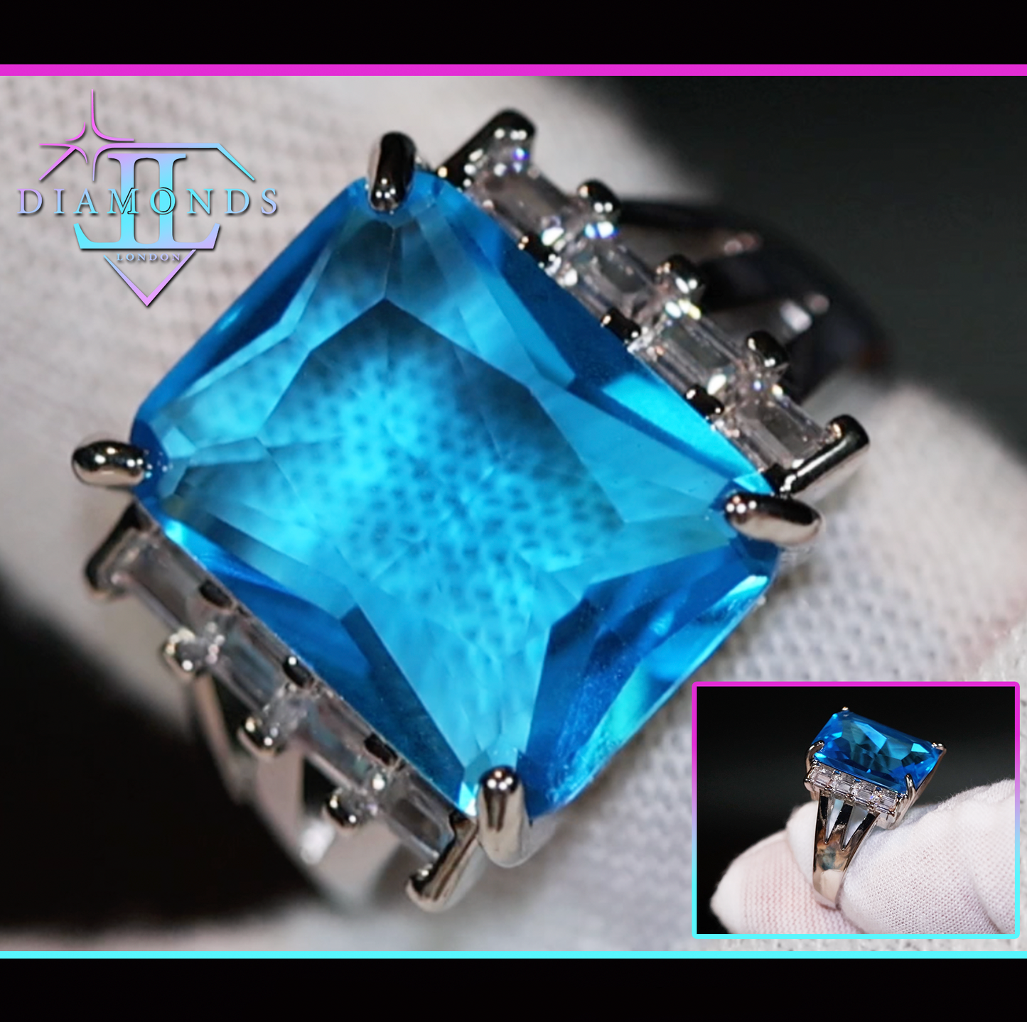 big blue diamond engagement ring