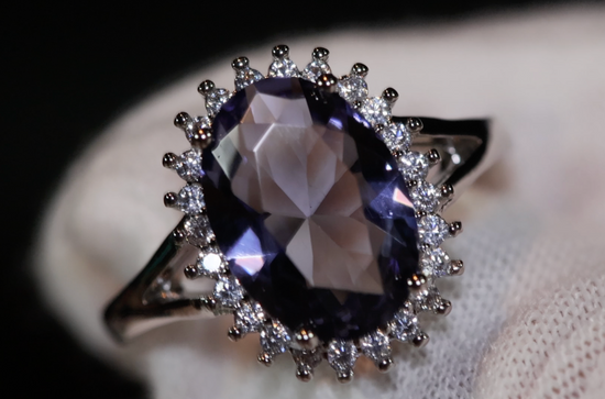 Purple Wedding Ring | Blue Wedding Ring | Amethyst Diamond Ring