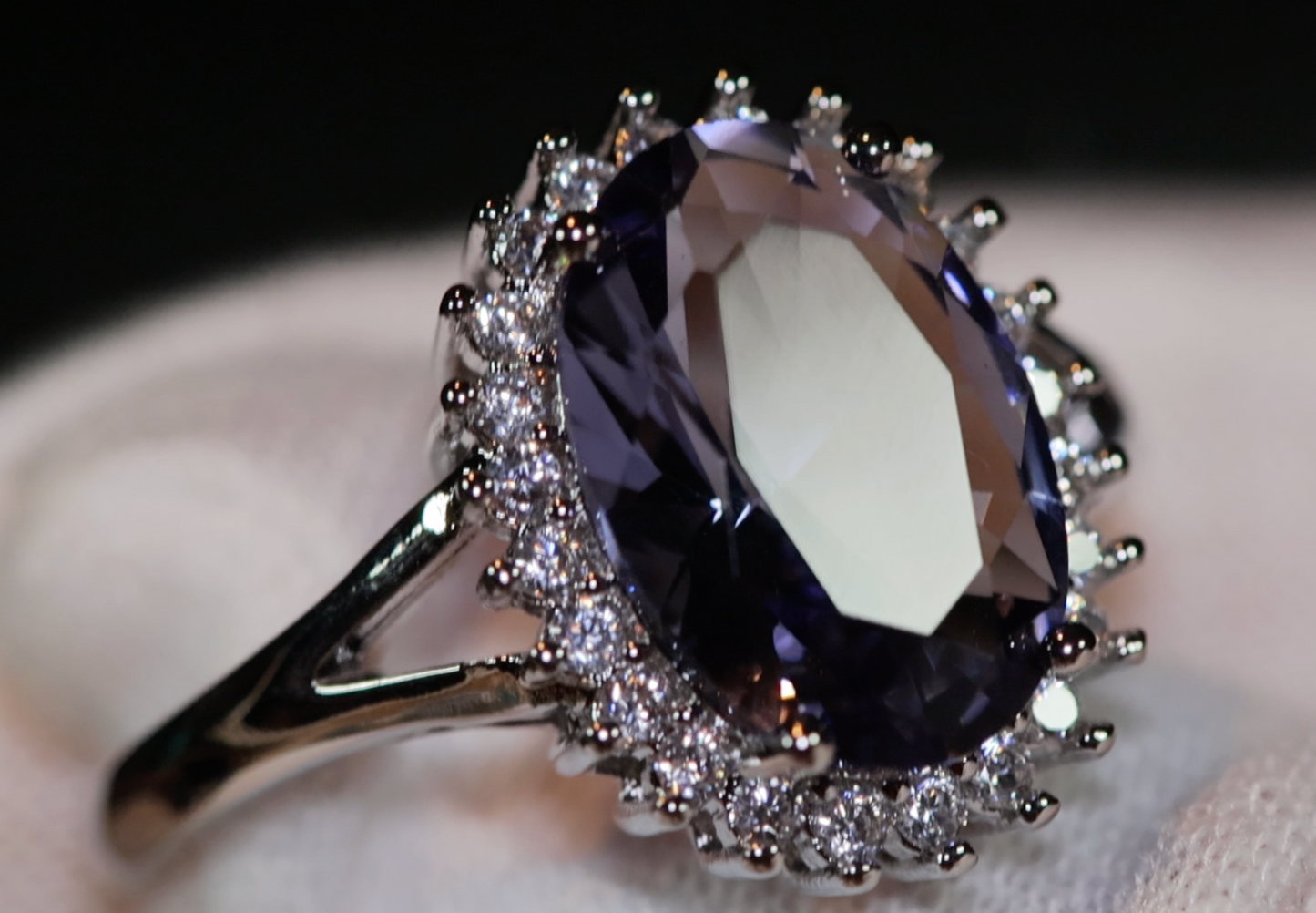 Purple Wedding Ring | Blue Wedding Ring | Amethyst Diamond Ring