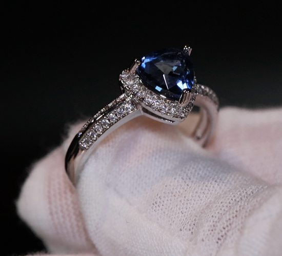 Blue Wedding Ring | Trilliant Engagement Ring | Trillion Wedding Ring