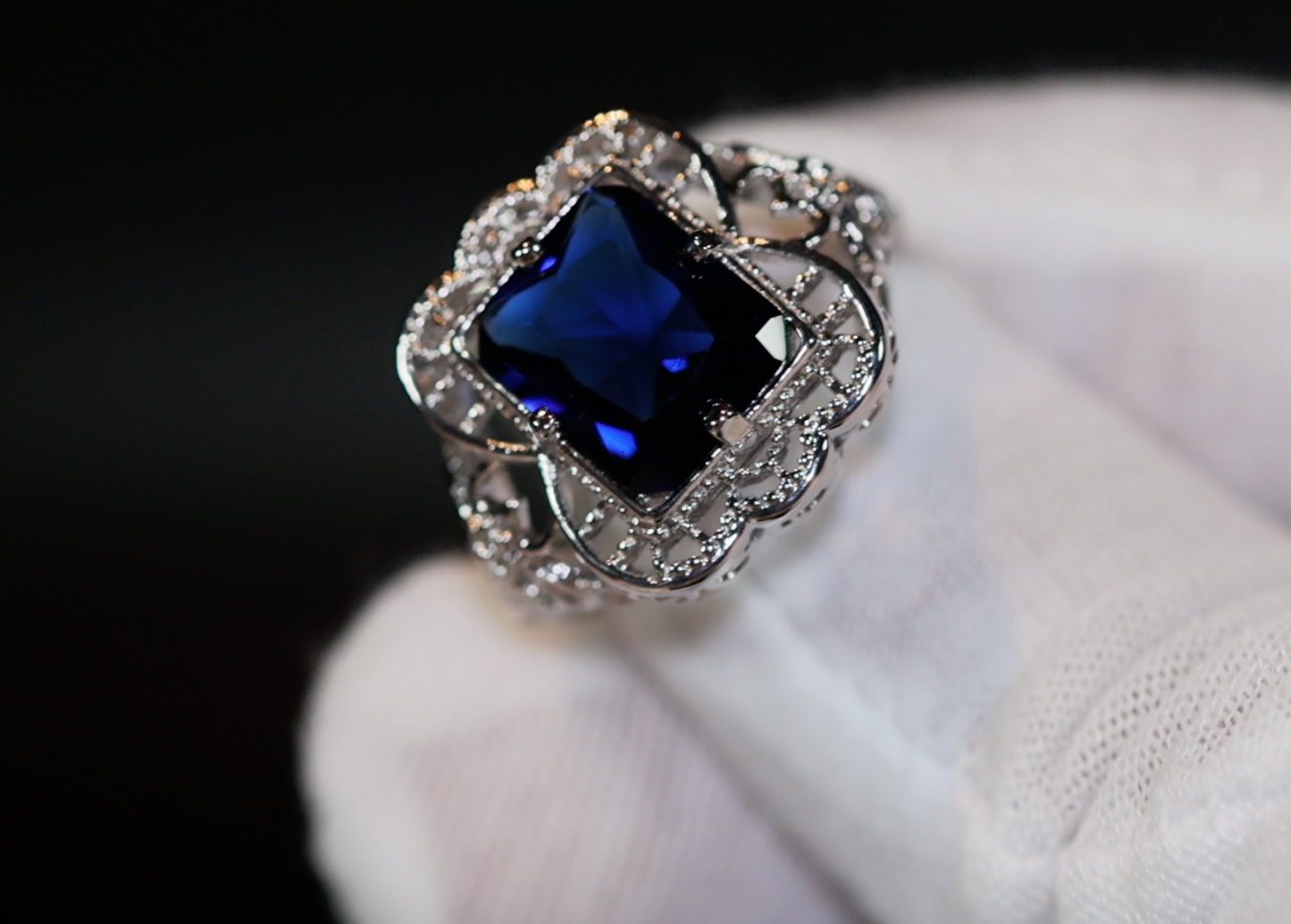 Womens Blue Diamond Ring | Blue Diamond Wedding Ring | Womens Big Ring