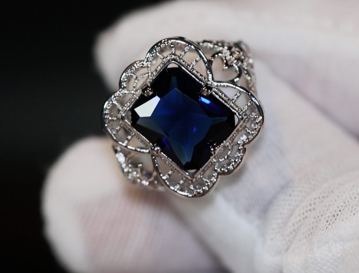 Womens Blue Diamond Ring | Blue Diamond Wedding Ring | Womens Big Ring