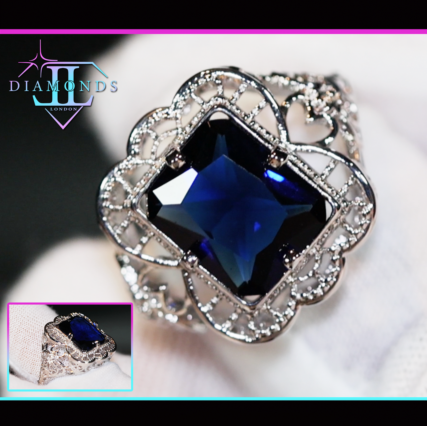 Womens big blue diamond ring