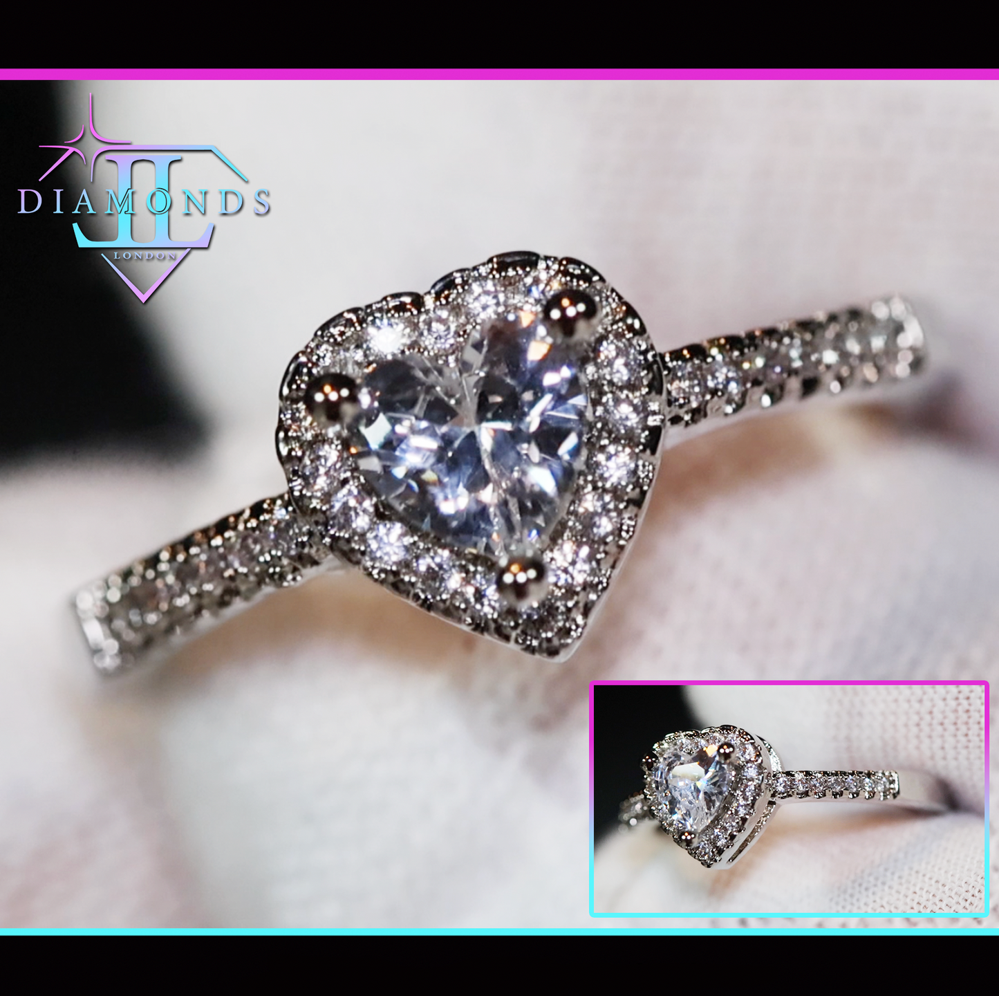 Womens diamond heart ring