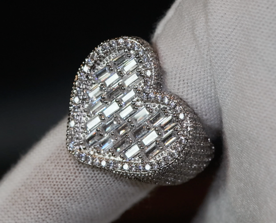 Heart Ring | Heart Rings | Iced Out Heart Ring | Heart Shape Ring |  Big Diamond Heart Ring