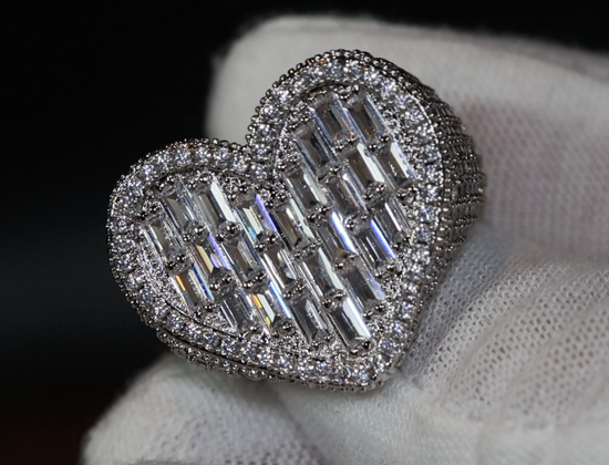 Heart Ring | Heart Rings | Iced Out Heart Ring | Heart Shape Ring |  Big Diamond Heart Ring