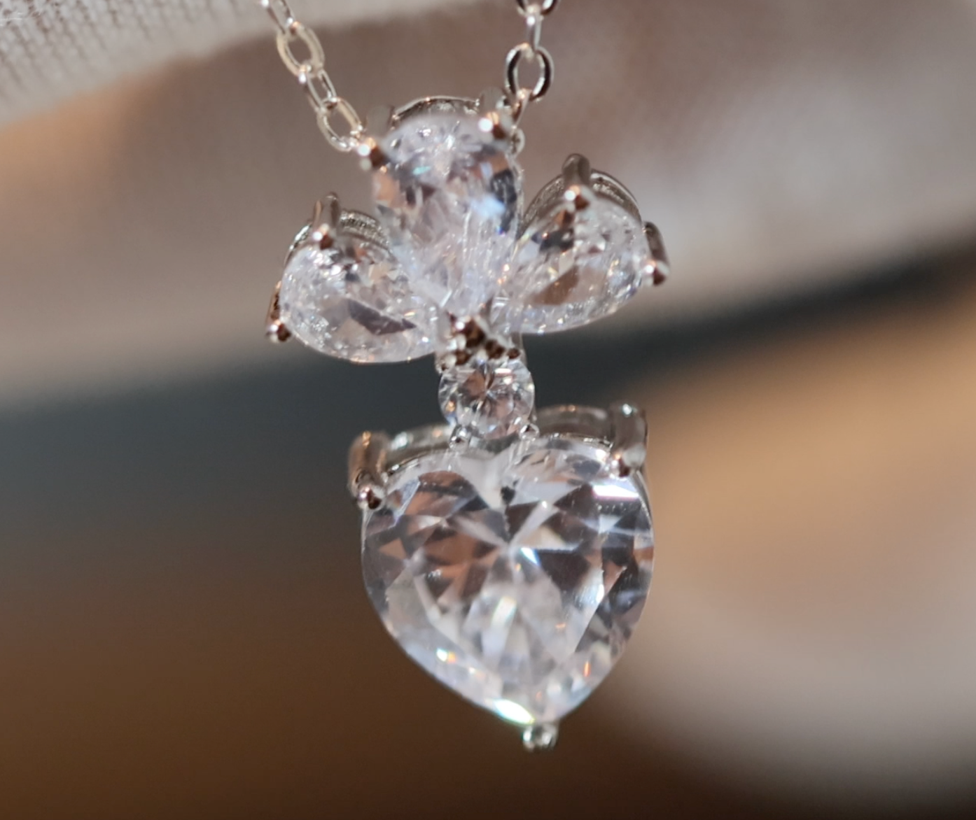 Womens Diamond Necklace | Diamond Heart Necklace | Diamond Heart Pendant