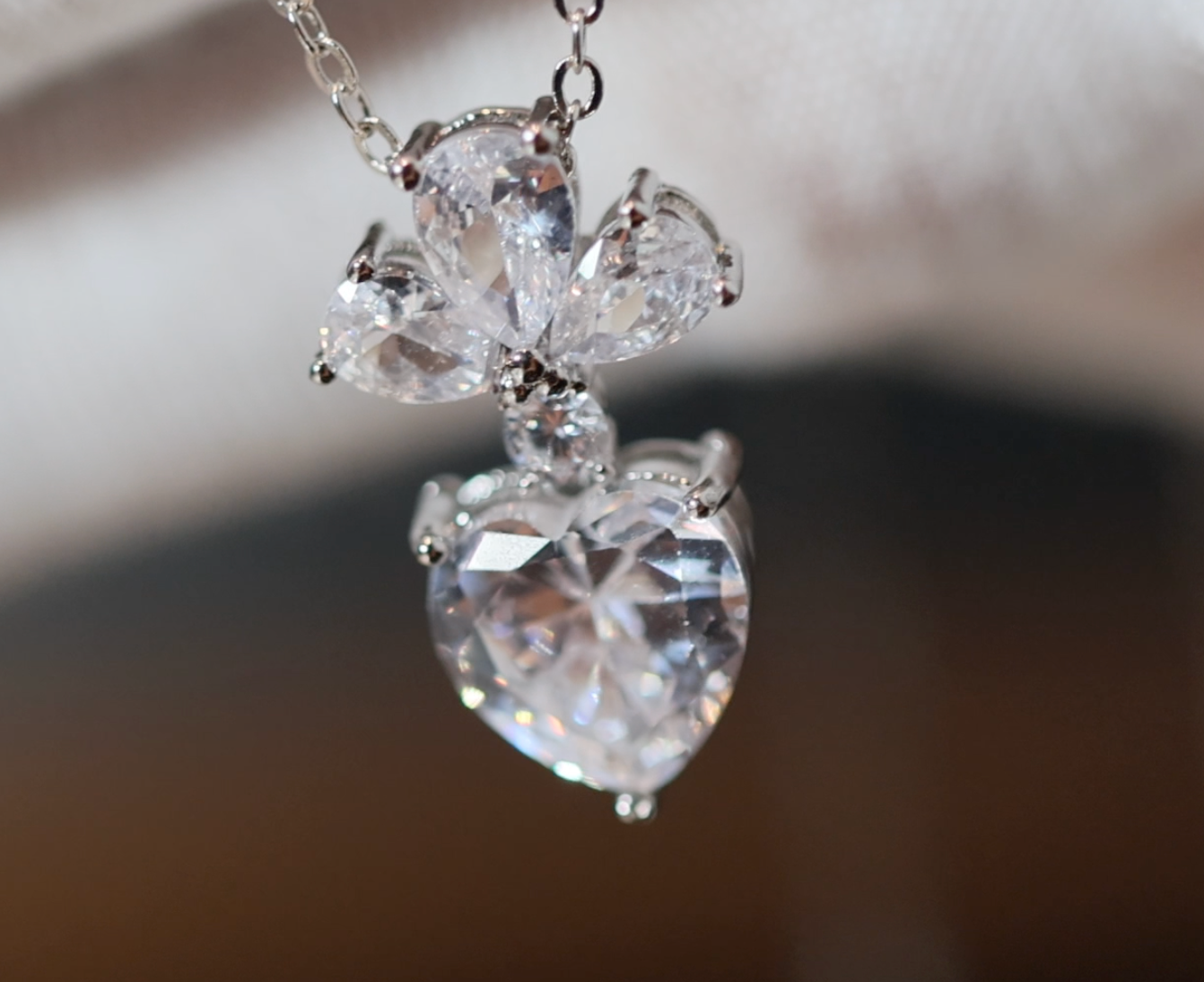 Womens Diamond Necklace | Diamond Heart Necklace | Diamond Heart Pendant