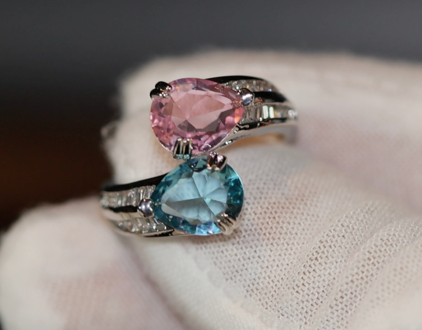 Teardrop Ring | Pink Diamond Ring | Blue Diamond Ring | Pear Cut Ring | Teardrop Engagement Ring | Diamond Snake Ring | Twist Ring