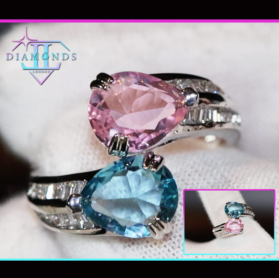 Pink and blue diamond ring