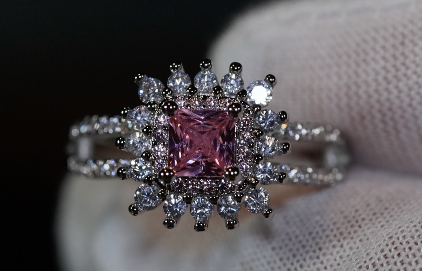 Pink diamond Ring | Pink Princess Cut Diamond Ring