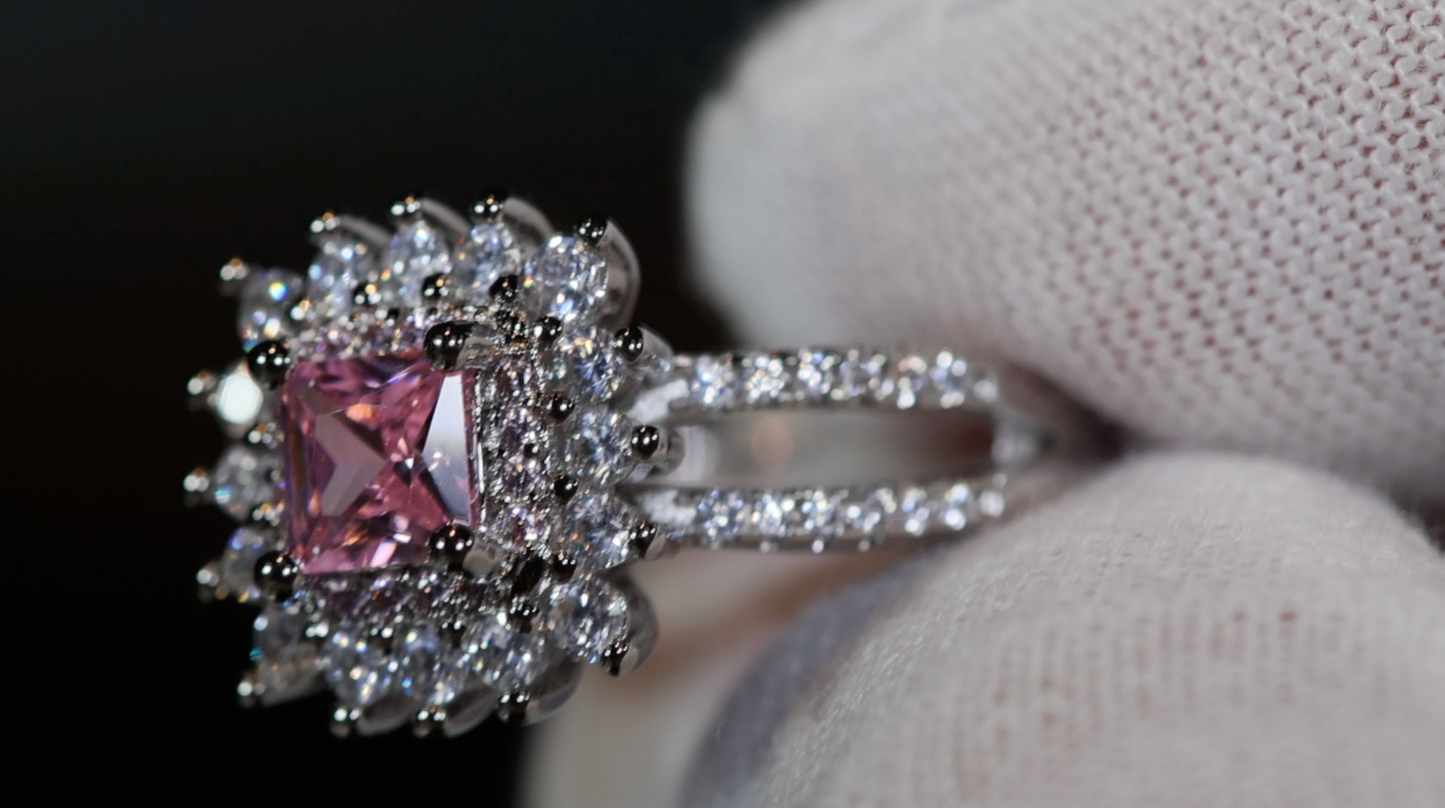 Pink diamond Ring | Pink Princess Cut Diamond Ring