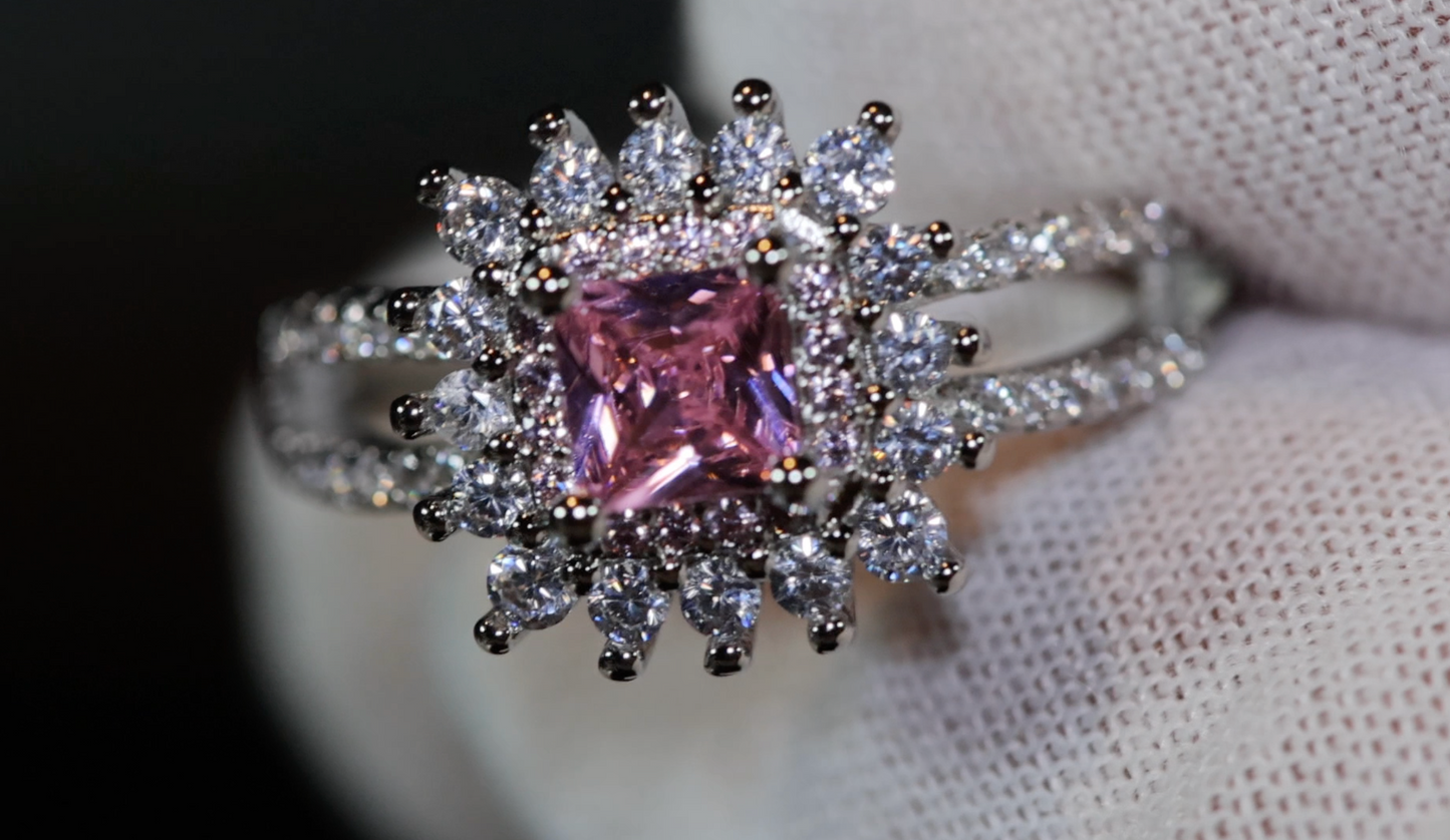 Pink diamond Ring | Pink Princess Cut Diamond Ring