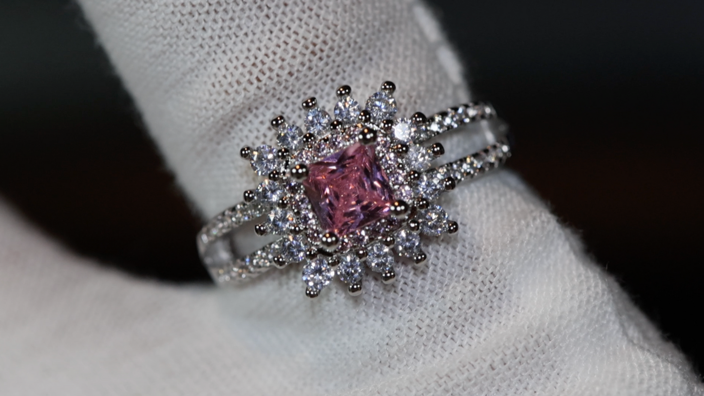 Pink diamond Ring | Pink Princess Cut Diamond Ring