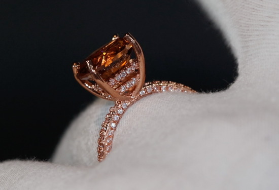 Big Carat Engagement Ring | Rose Gold Engagement Ring | Champagne Diamond Engagement Ring