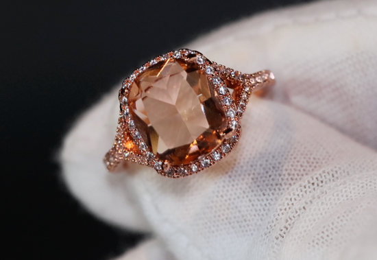 Womens Rose Gold Ring | Rose Gold Engagement Ring | Rose Gold Wedding Ring | Champagne Diamond Wedding Ring