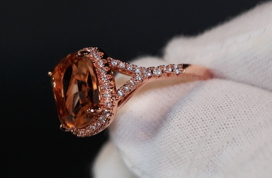 Womens Rose Gold Ring | Rose Gold Engagement Ring | Rose Gold Wedding Ring | Champagne Diamond Wedding Ring