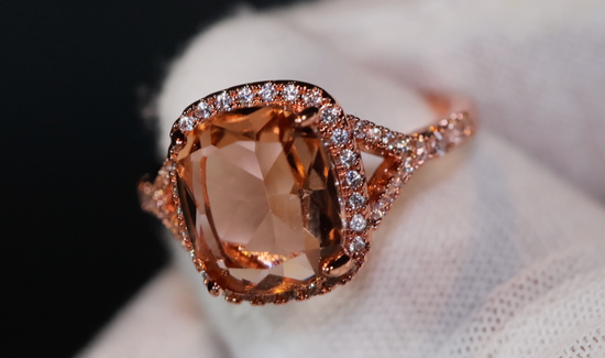 Womens Rose Gold Ring | Rose Gold Engagement Ring | Rose Gold Wedding Ring | Champagne Diamond Wedding Ring