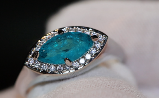 Aquamarine Diamond Ring | Marquise Diamond Ring |  Aquamarine Engagement Ring