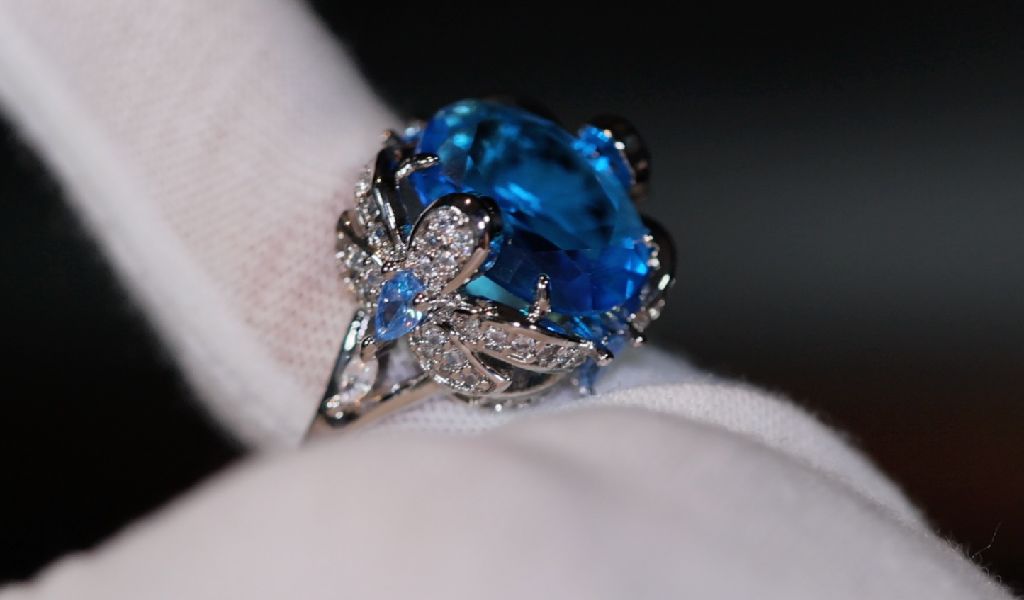 Blue Diamond Ring | Womens Blue Gemstone Ring