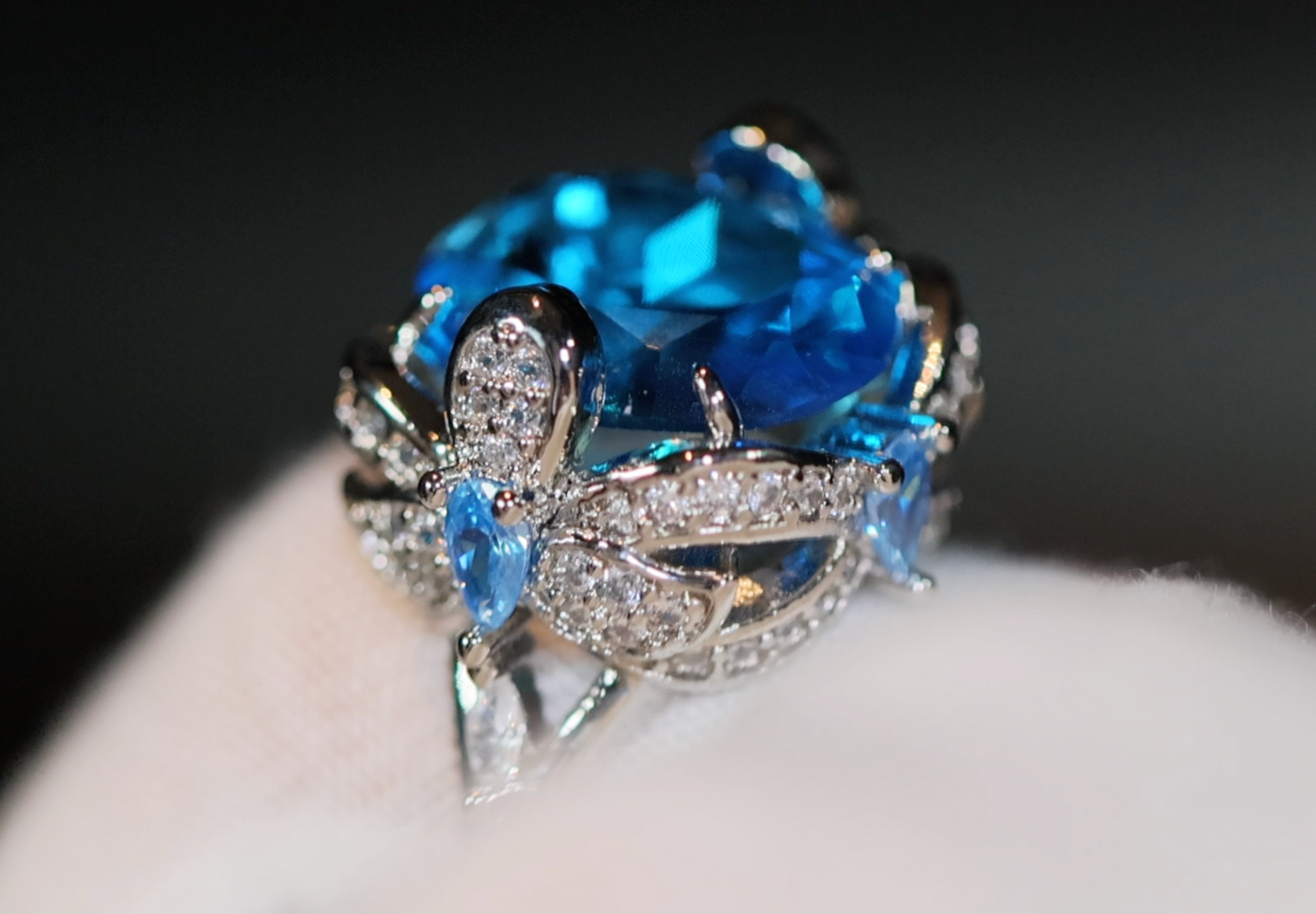 Blue Diamond Ring | Womens Blue Gemstone Ring