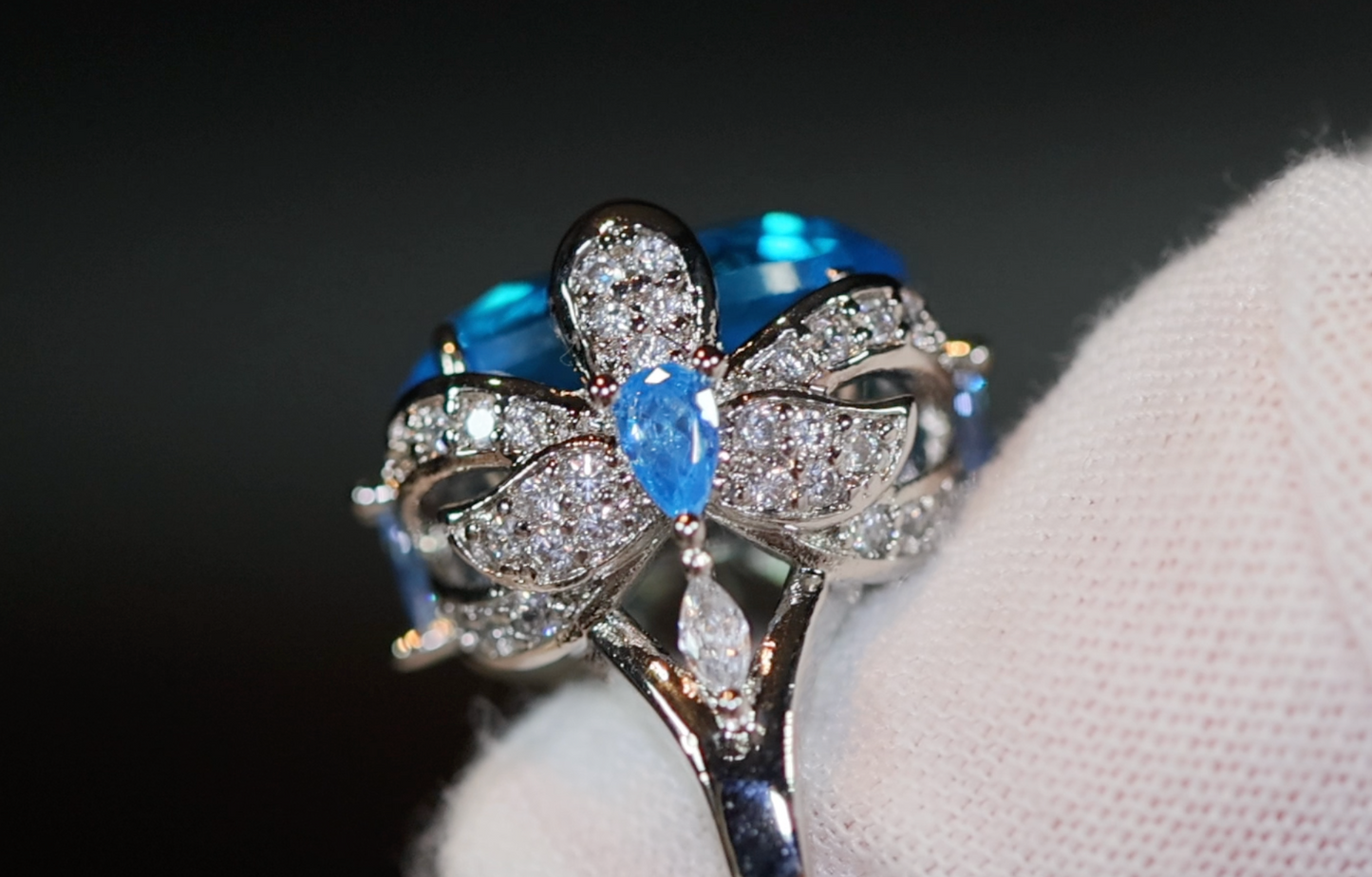 Blue Diamond Ring | Womens Blue Gemstone Ring