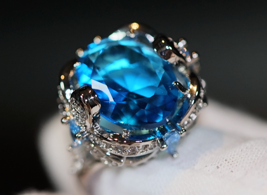 Blue Diamond Ring | Womens Blue Gemstone Ring