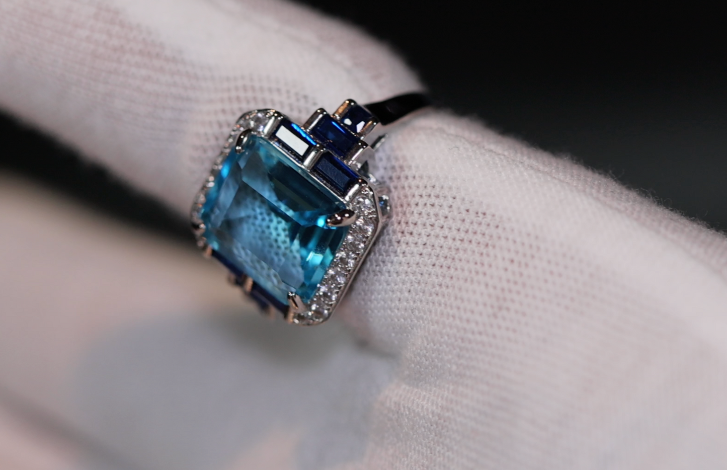 Aquamarine Blue Diamond Ring | Blue Pear Cut Diamond Ring